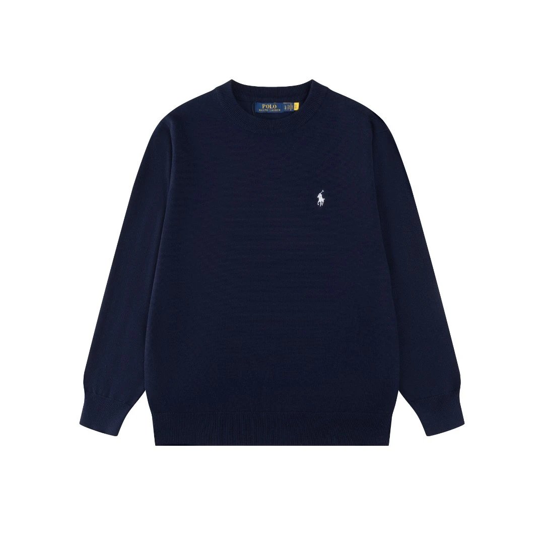 Crewneck Knit Sweater Unisex Top - Navy - Ralph Lauren - Cnfans - $34.84