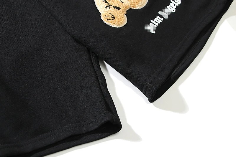 Street Loose Bear Embroidery Shorts Black - Gallery Image 9 - Detailed View