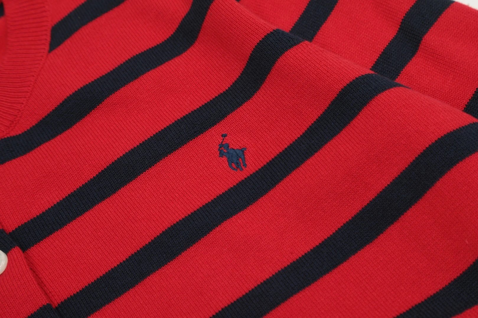 Striped Knit Cardigan Long Sleeve Top, Navy - Gallery Image 7 - Detailed View