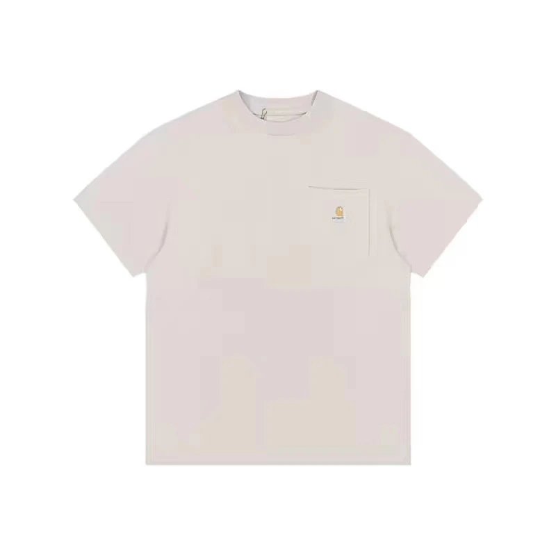 Casual Cotton Pocket Tee Unisex Top Ecru - Carhartt - Cnfans - $17.39