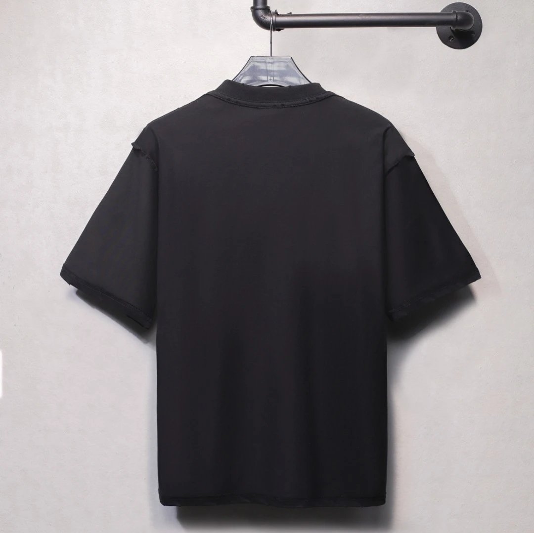 Unisex Oversized Embroidered Raw Hem T-Shirt Sage Green - Gallery Image 2 - Detailed View