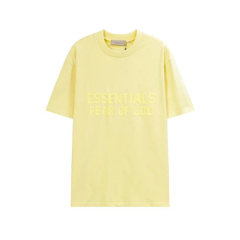 Unisex Flocked Letter Tee Pastel Lemon - Related Product - Cnfans
