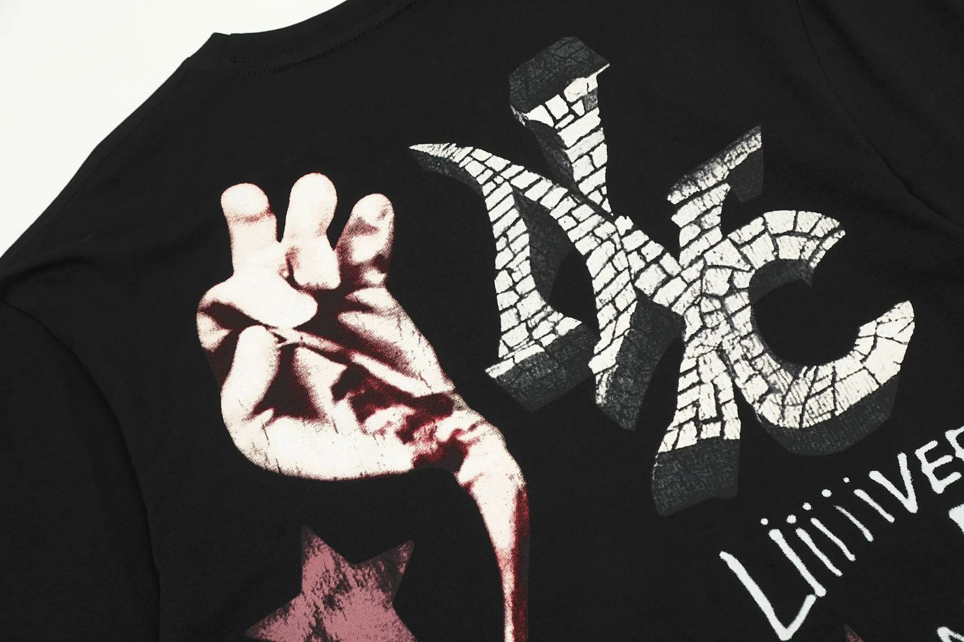 Utopia Graphic Streetwear Cotton T-Shirt Onyx Black - Gallery Image 7 - Detailed View