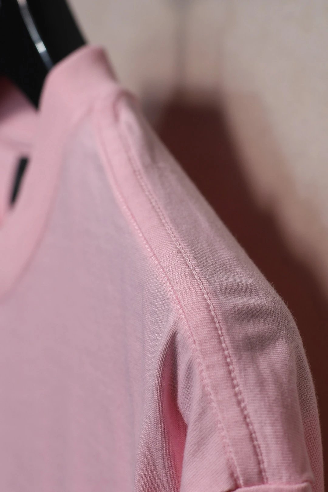 Crew Print Cotton Tee Unisex Casual Rose - Gallery Image 8 - Detailed View