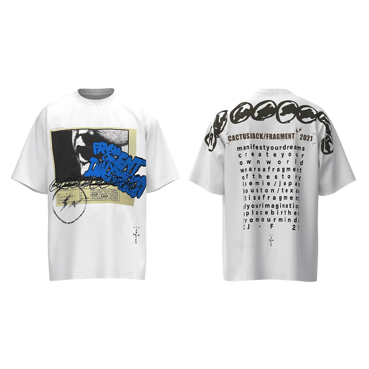 Unisex Streetwear Graphic Print Cotton T-Shirt White - Related Product - Cnfans