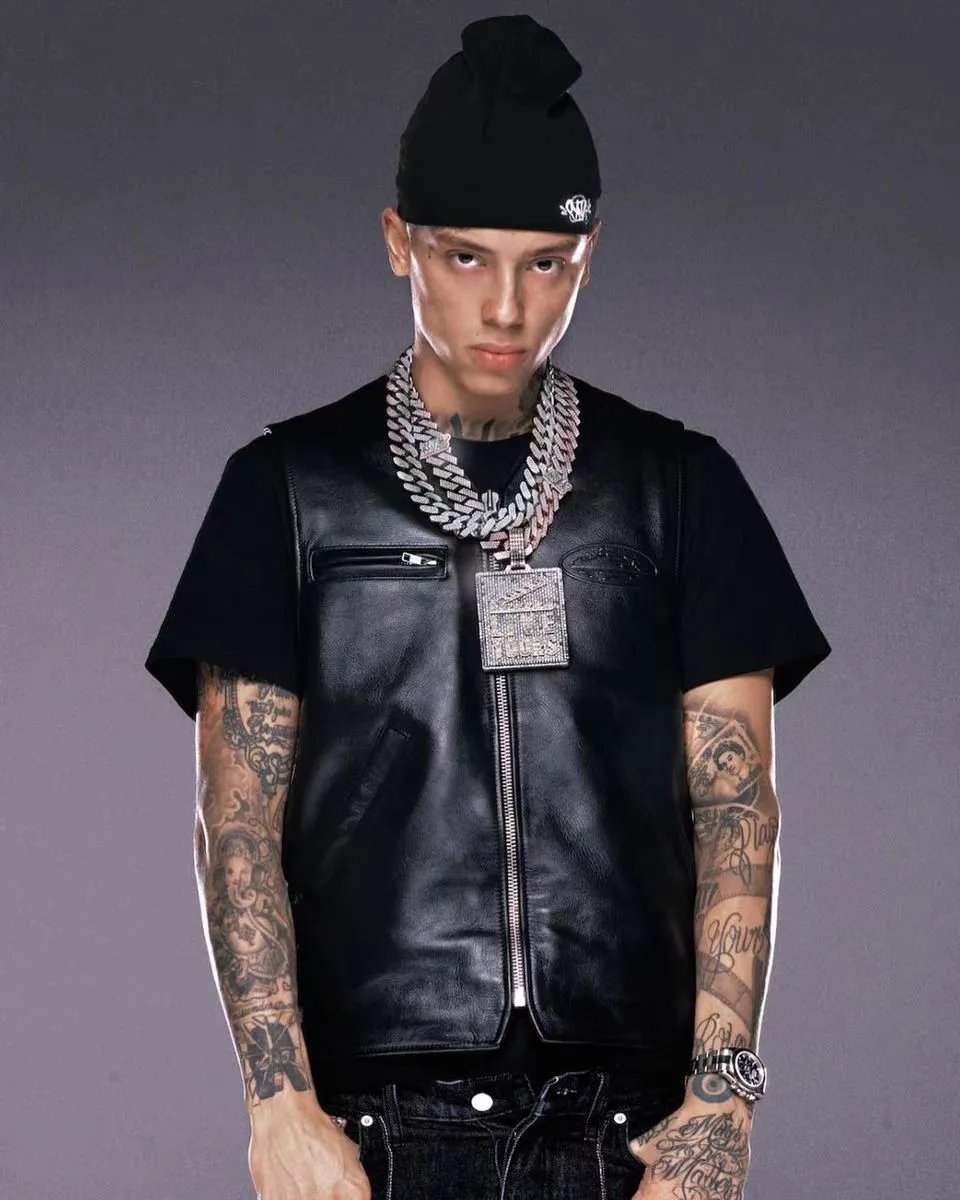 Street PU Biker Vest Ebony Ivory - Gallery Image 10 - Detailed View