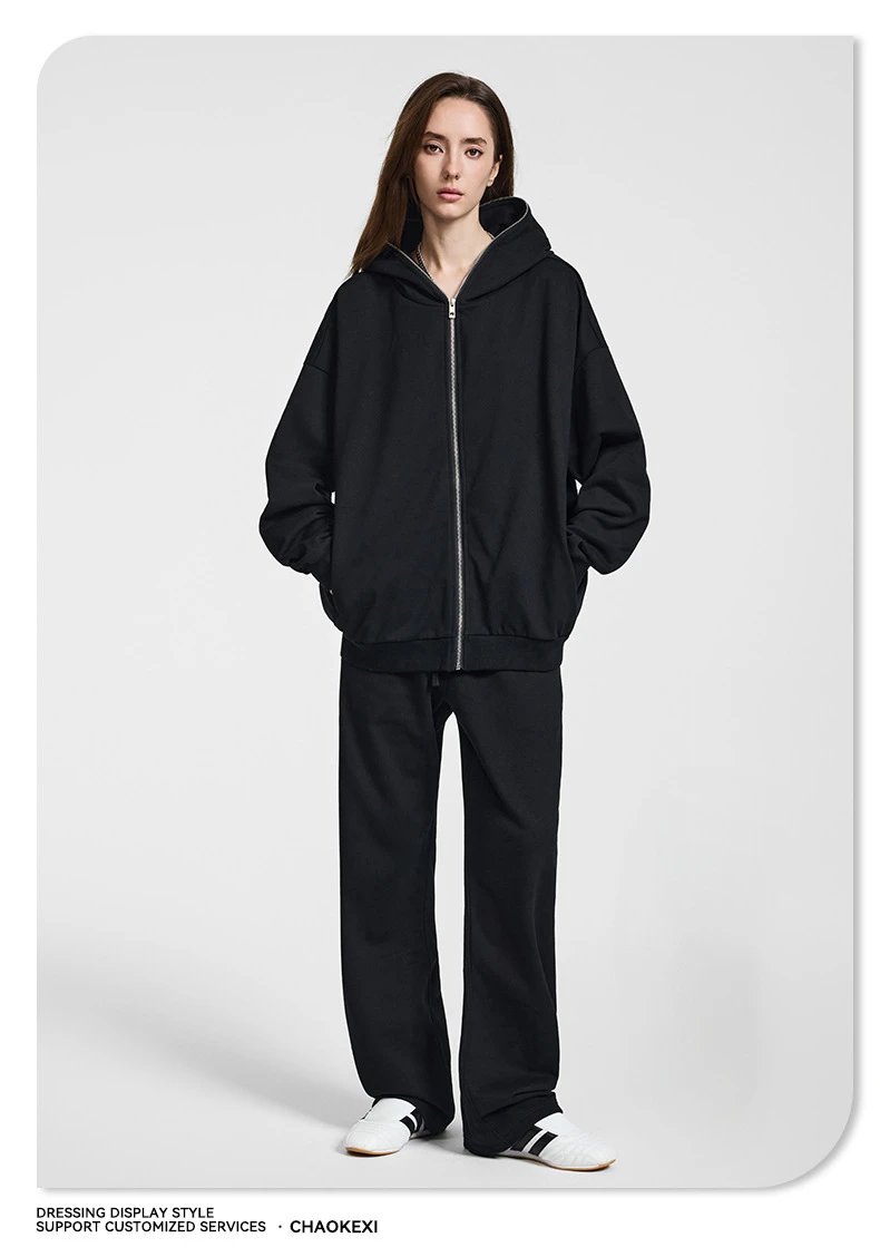 Winter Men's Fleece Zip Up Hoodie, Street Style Onyx - Gallery Image 7 - Detailed View