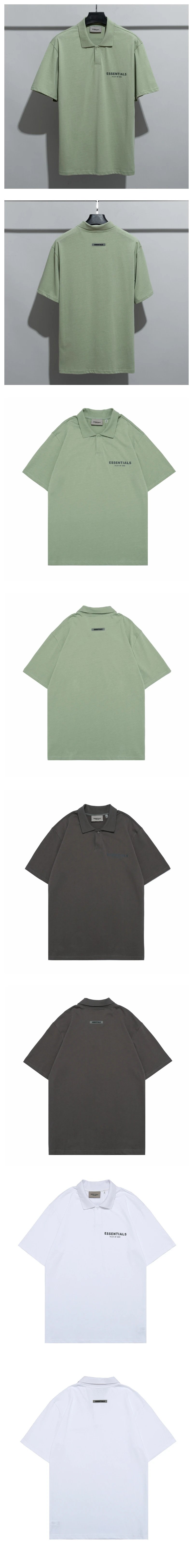 Streetwear Cotton Polo Shirt Short Sleeve Taupe - Gallery Image 14 - Detailed View