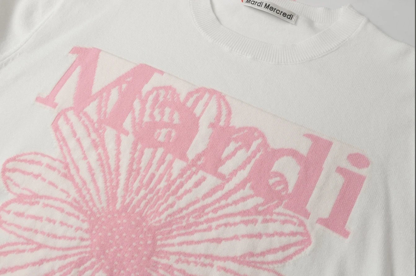 Women's Floral Knit Round Neck Pullover, Greige - Gallery Image 15 - Detailed View