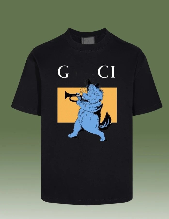 Graphic Print Cotton Tee Unisex Casual Onyx - Gucci - Cnfans - $26.77
