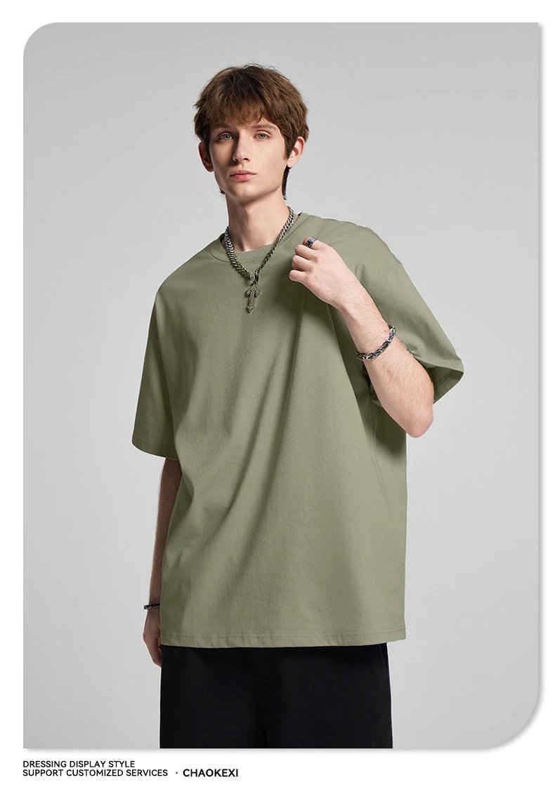 Retro Cotton Mens Tee Summer Top Heavy Foundation Series - Ash - Gallery Image 6 - Detailed View