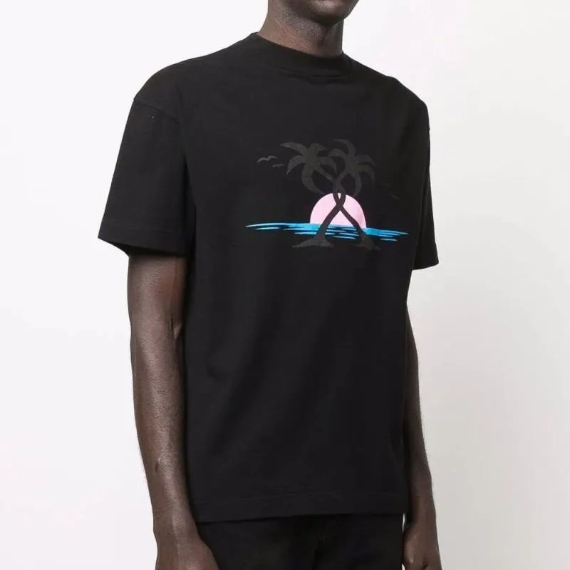 Street Sunset Palm Tree Tee Ebony Black - Gallery Image 3 - Detailed View