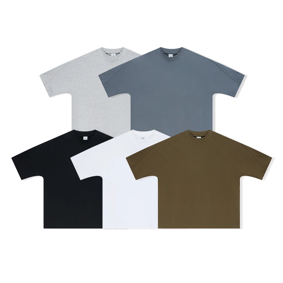 Boxy Cotton Short Sleeve Tee - Light Gray - Gallery Image 2 - Detailed View