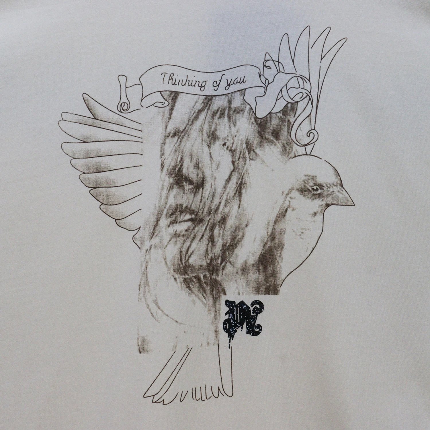 Streetwear Dove Graphic Cotton Tee Charcoal Black - Gallery Image 11 - Detailed View