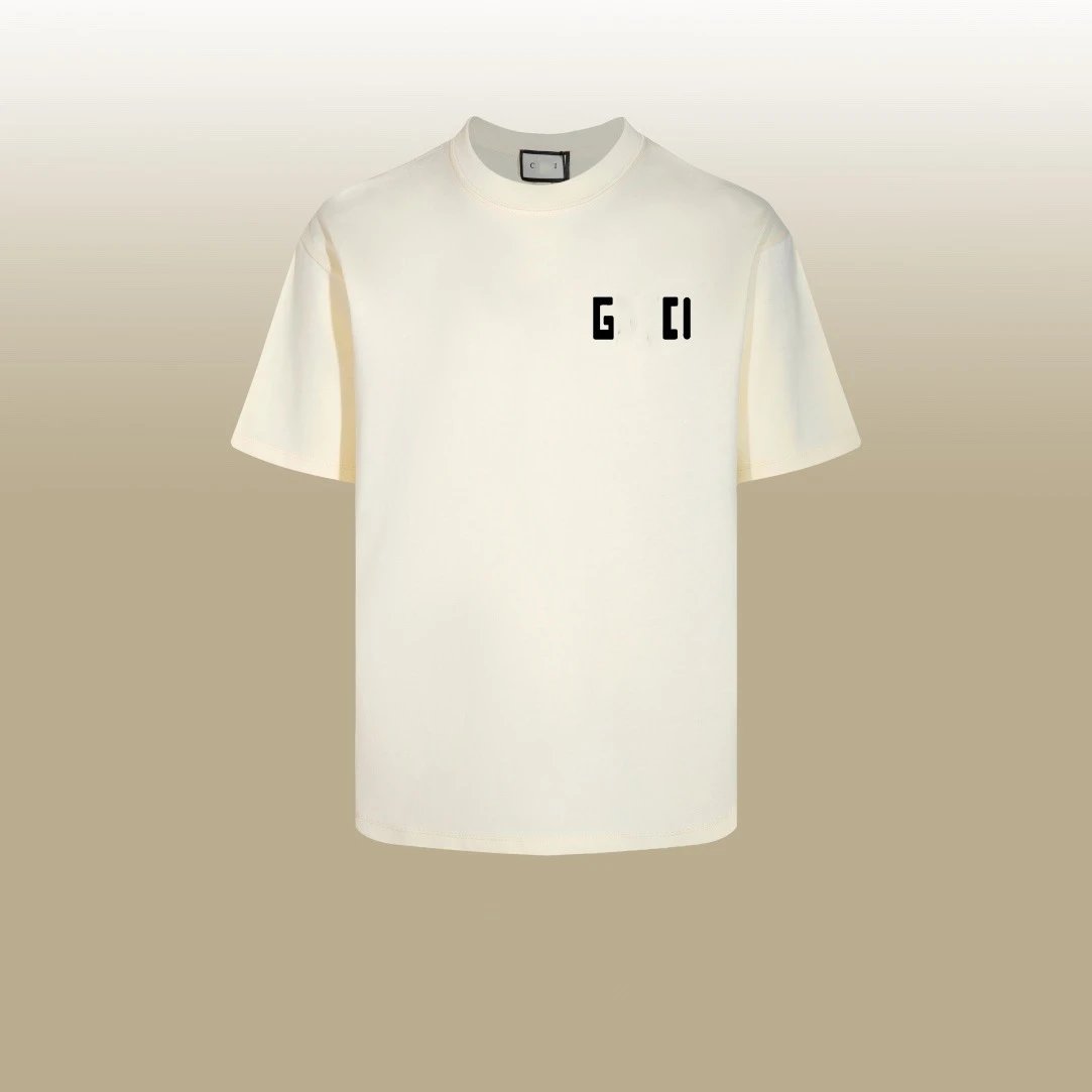 Casual Cotton Graphic Tee Unisex, Ecru - Gucci - Cnfans - $26.77