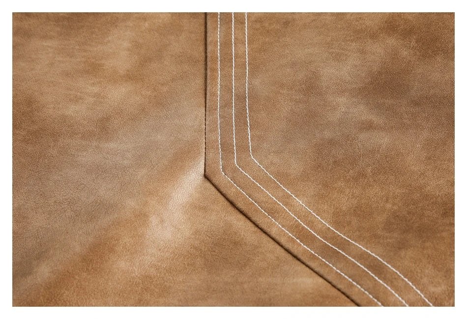 Men's Retro PU Leather Biker Jacket Spring Fall, Cognac - Gallery Image 10 - Detailed View