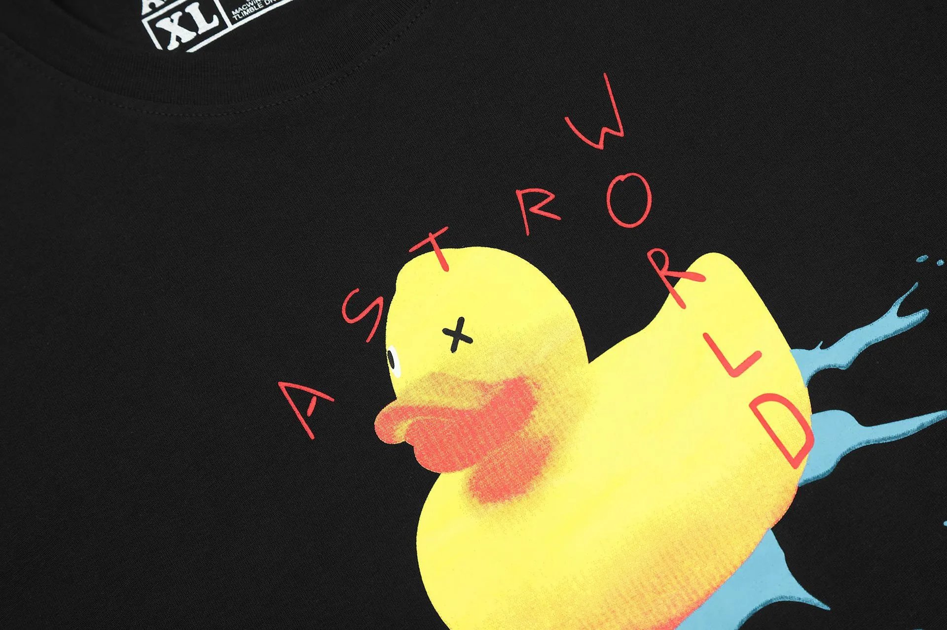 Street Style Duck Print Cotton Tee Ebony Black - Gallery Image 7 - Detailed View