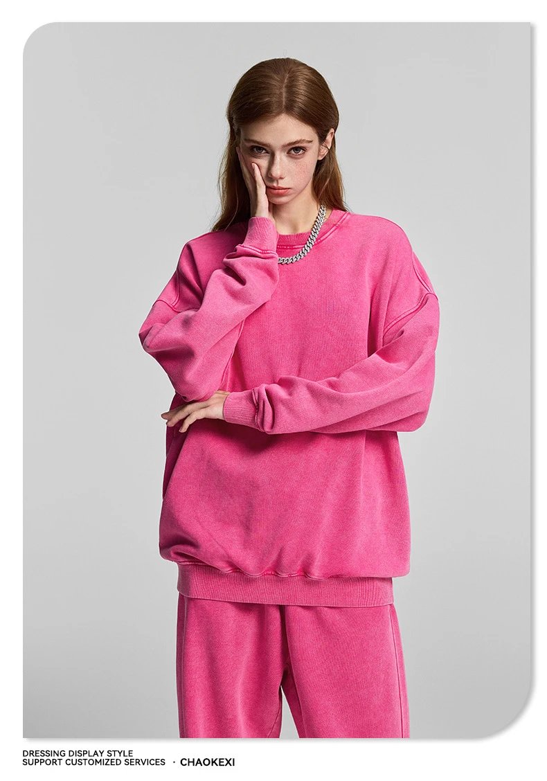 Men 420G Washed Snowflake Crewneck Sweatshirt Sandstone - Gallery Image 5 - Detailed View