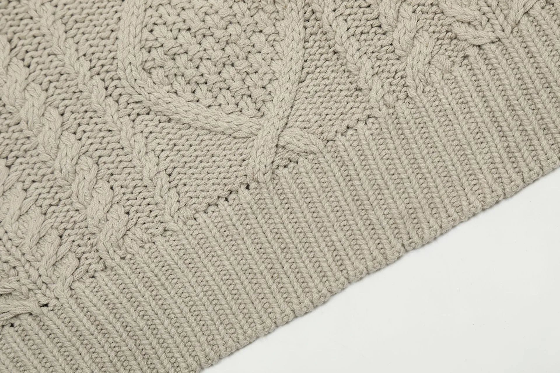 Cable Knit Wool Blend Pullover Sweater, Ecru - Gallery Image 11 - Detailed View