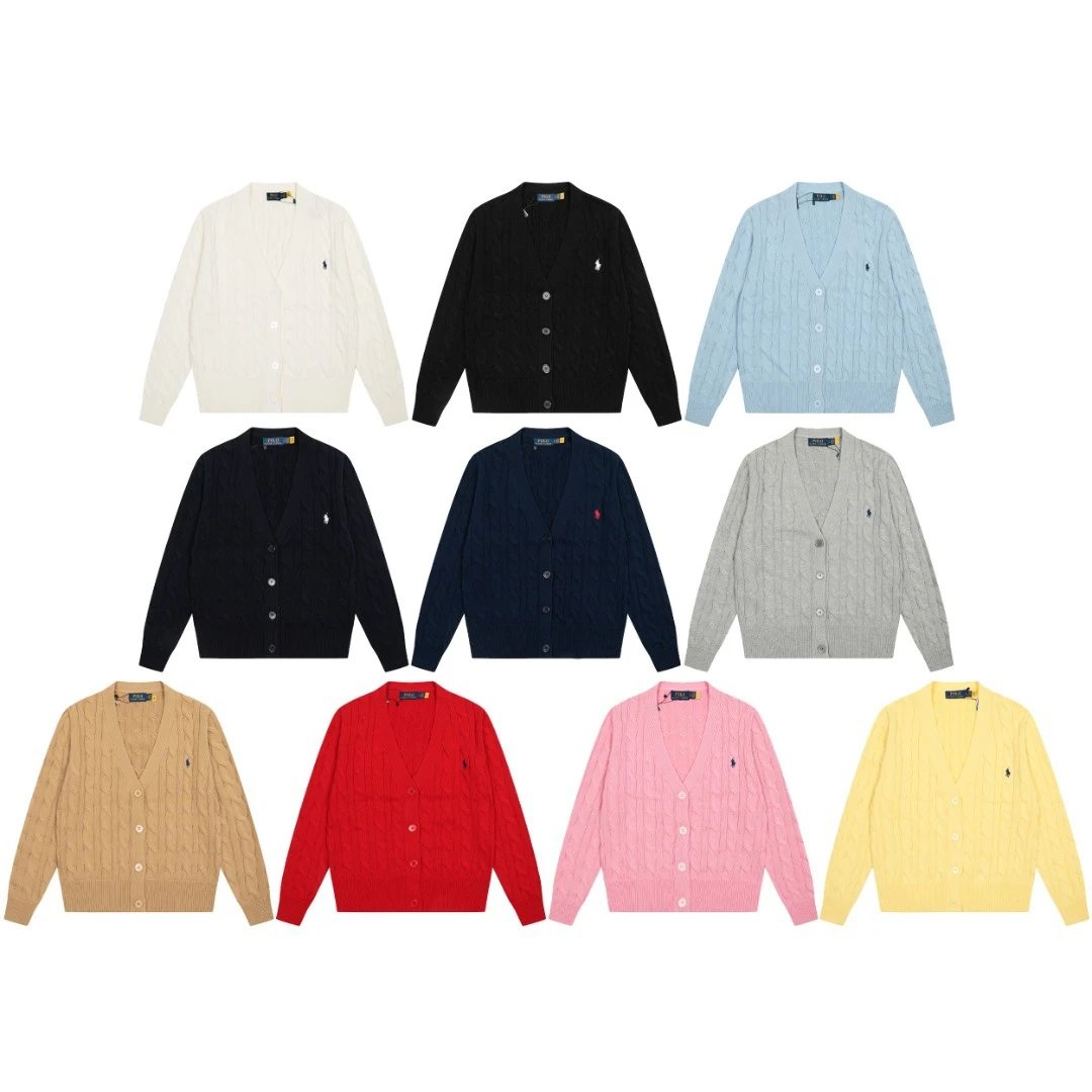 Classic Knit Cotton Cardigan Sweater Camel - Gallery Image 1 - Detailed View