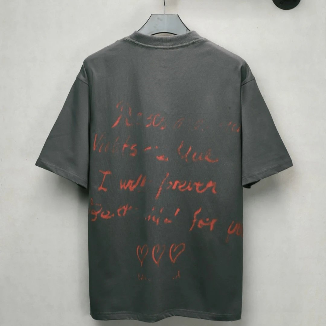 Distressed Cotton Valentine's Tee, Faded Coal - Gallery Image 4 - Detailed View