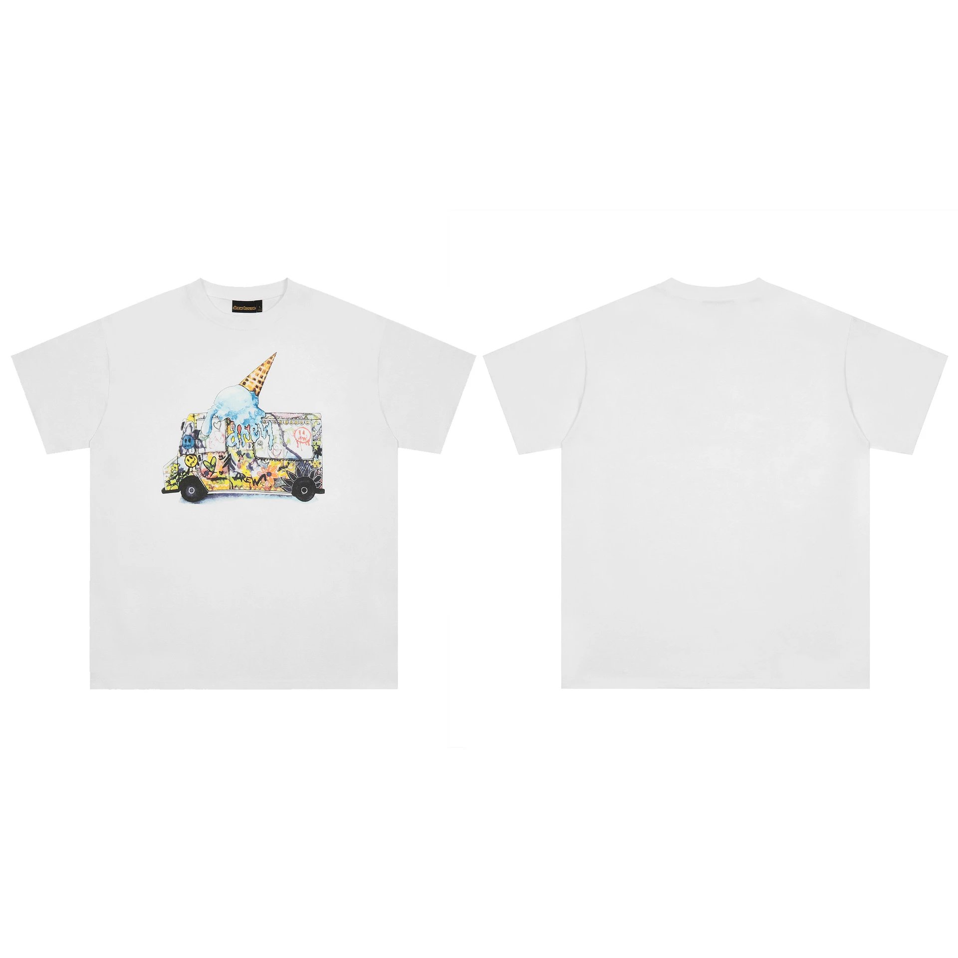 Street Art Ice Cream Truck Tee Snow White - Drew(Drew House) - Cnfans - $23.23