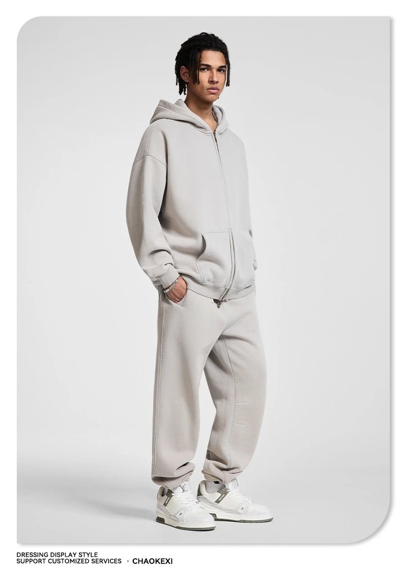 Casual Fleece Hoodie Set Autumn Unisex Forest - Gallery Image 8 - Detailed View