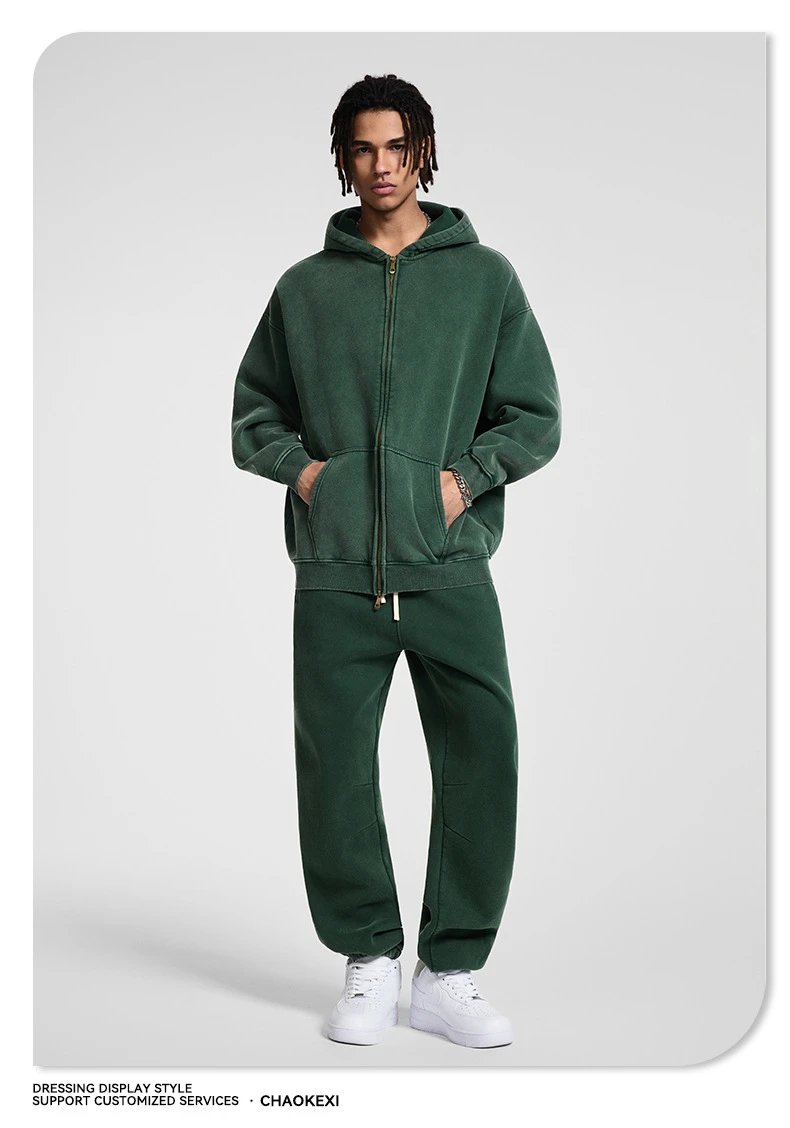 Casual Fleece Hoodie Set Autumn Unisex Forest - Gallery Image 5 - Detailed View