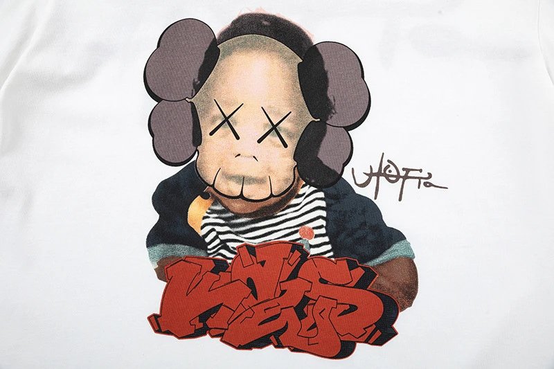 Streetwear Graphic Cotton Short Sleeve T-Shirt White - Gallery Image 7 - Detailed View