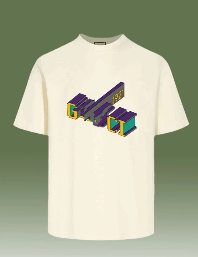 Casual Cotton Tee Unisex Top Cream - Gucci - Cnfans - $26.77