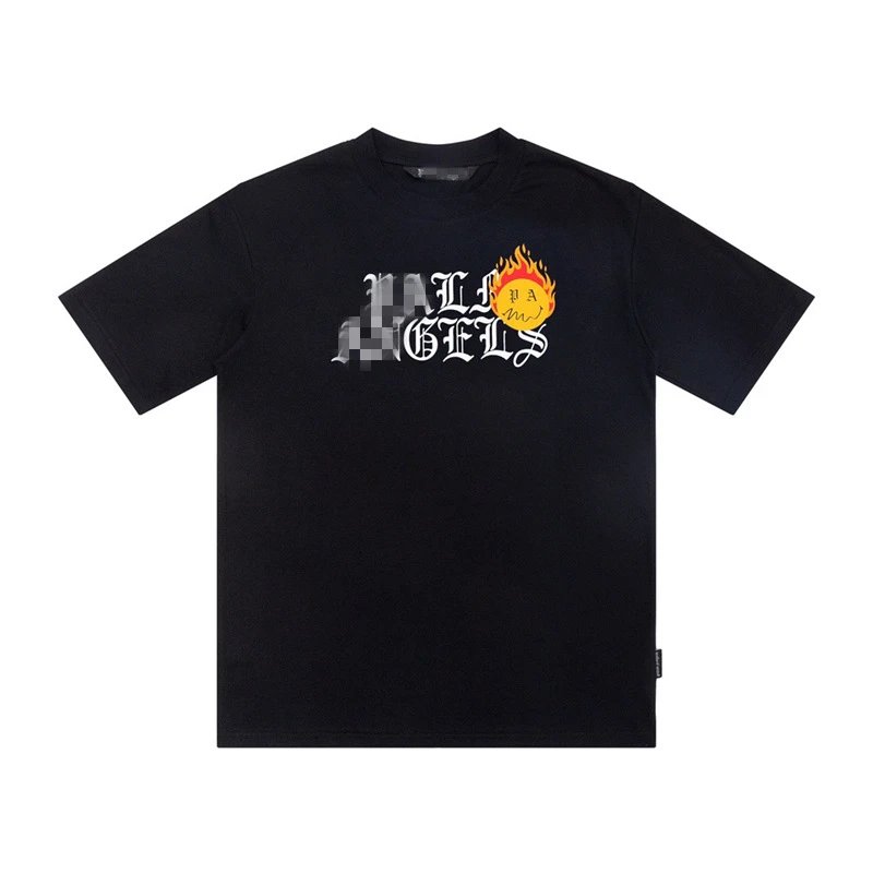 Streetwear Flame Smiley Graphic Tee Black - Related Product - Cnfans