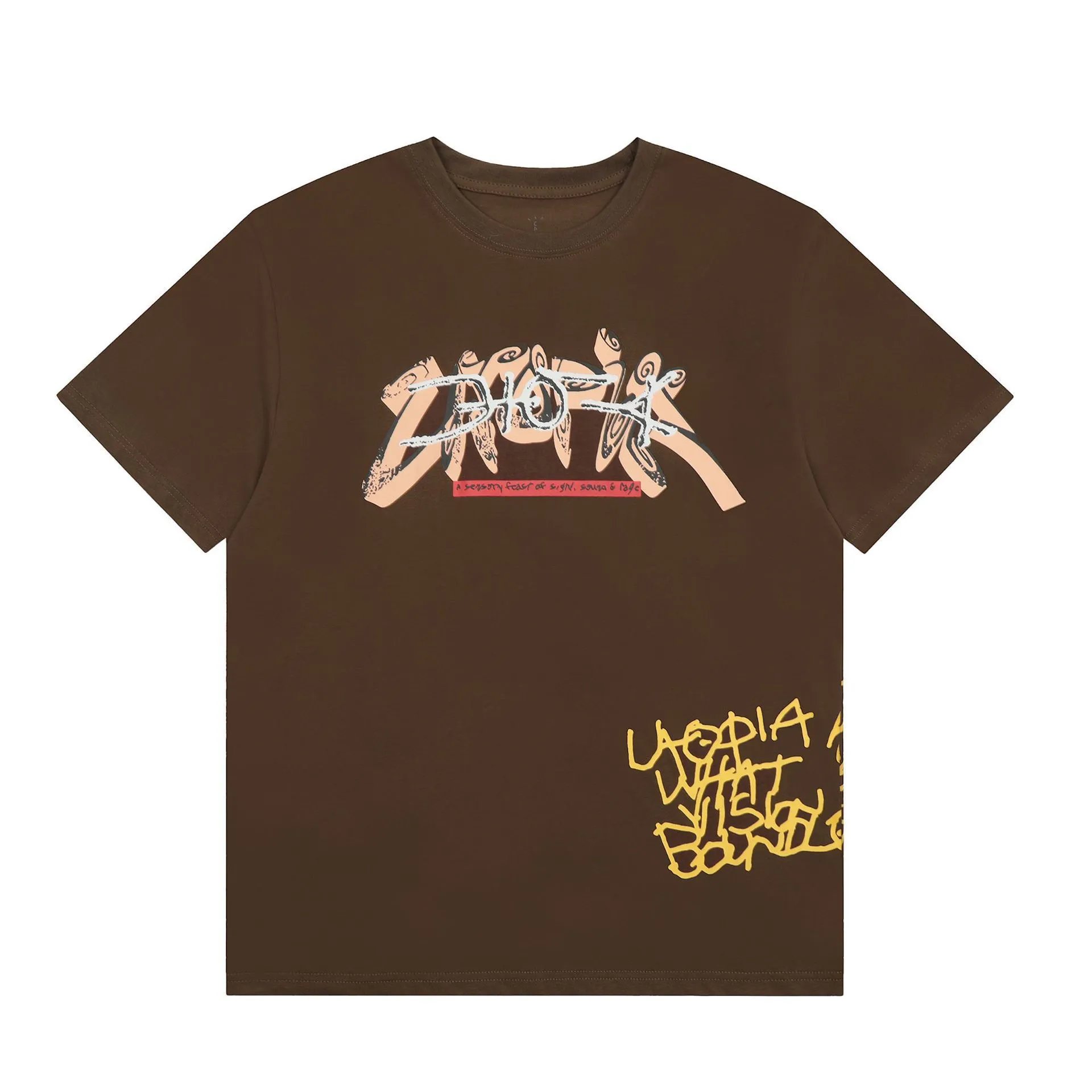Utopia Flame Demon Streetwear Tee Coffee Brown - Gallery Image 2 - Detailed View
