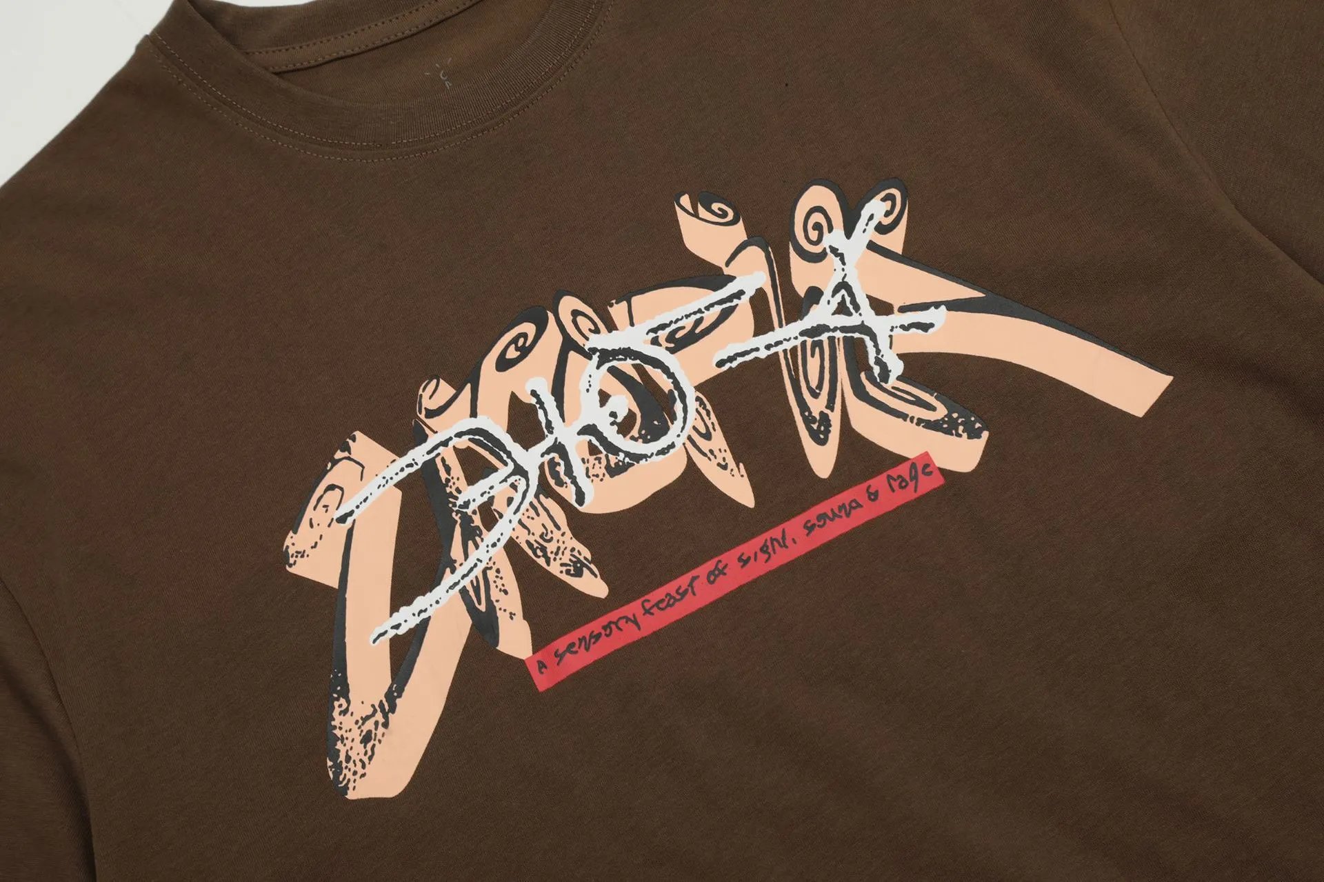 Utopia Flame Demon Streetwear Tee Coffee Brown - Gallery Image 9 - Detailed View