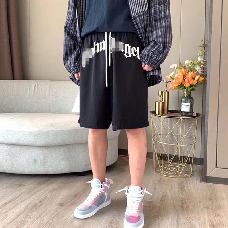 Hip Hop Loose Letter Print Sweat Shorts Black - Gallery Image 7 - Detailed View