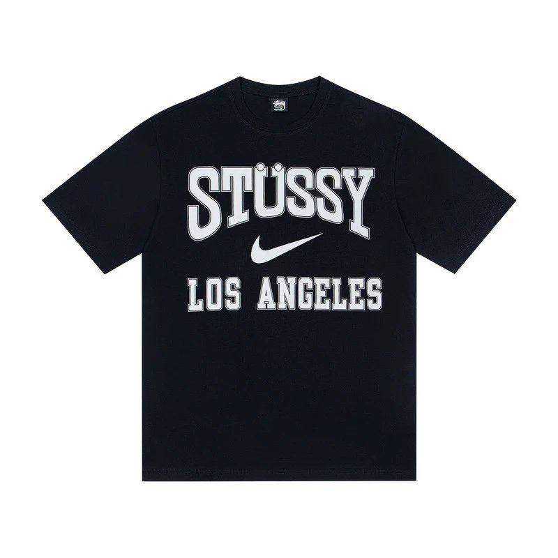 Street Style Cotton Graphic Tee Unisex Jet Black - Stussy - Cnfans - $19.35