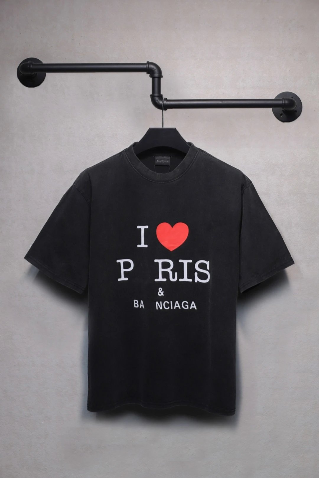 Paris Graphic Cotton Tee Unisex Faded Black - Balenciaga - Cnfans - $28.39