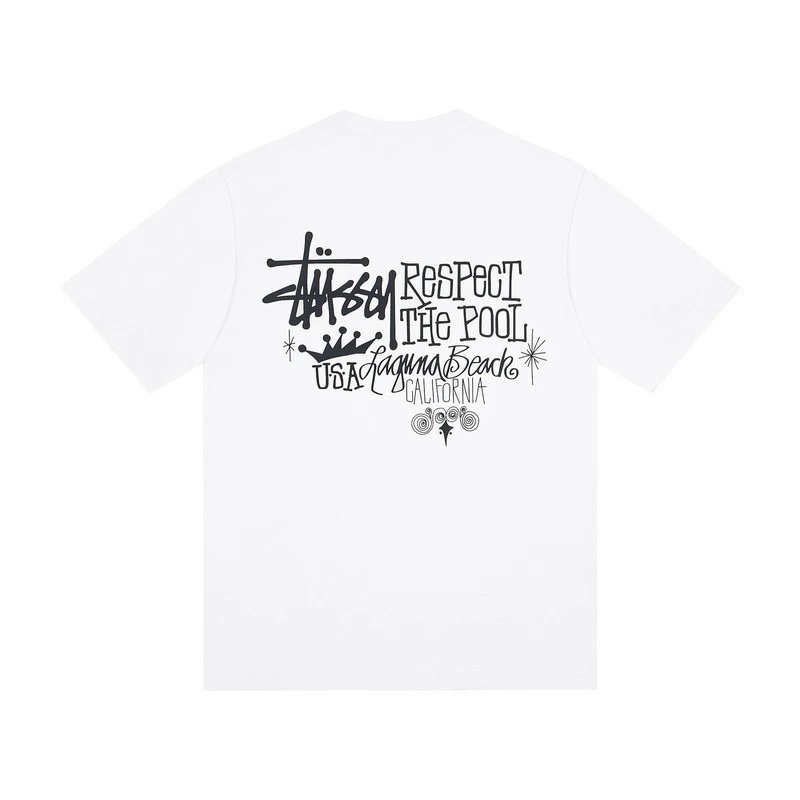 Casual Print Cotton Tee Unisex Snow White - Stussy - Cnfans - $19.35