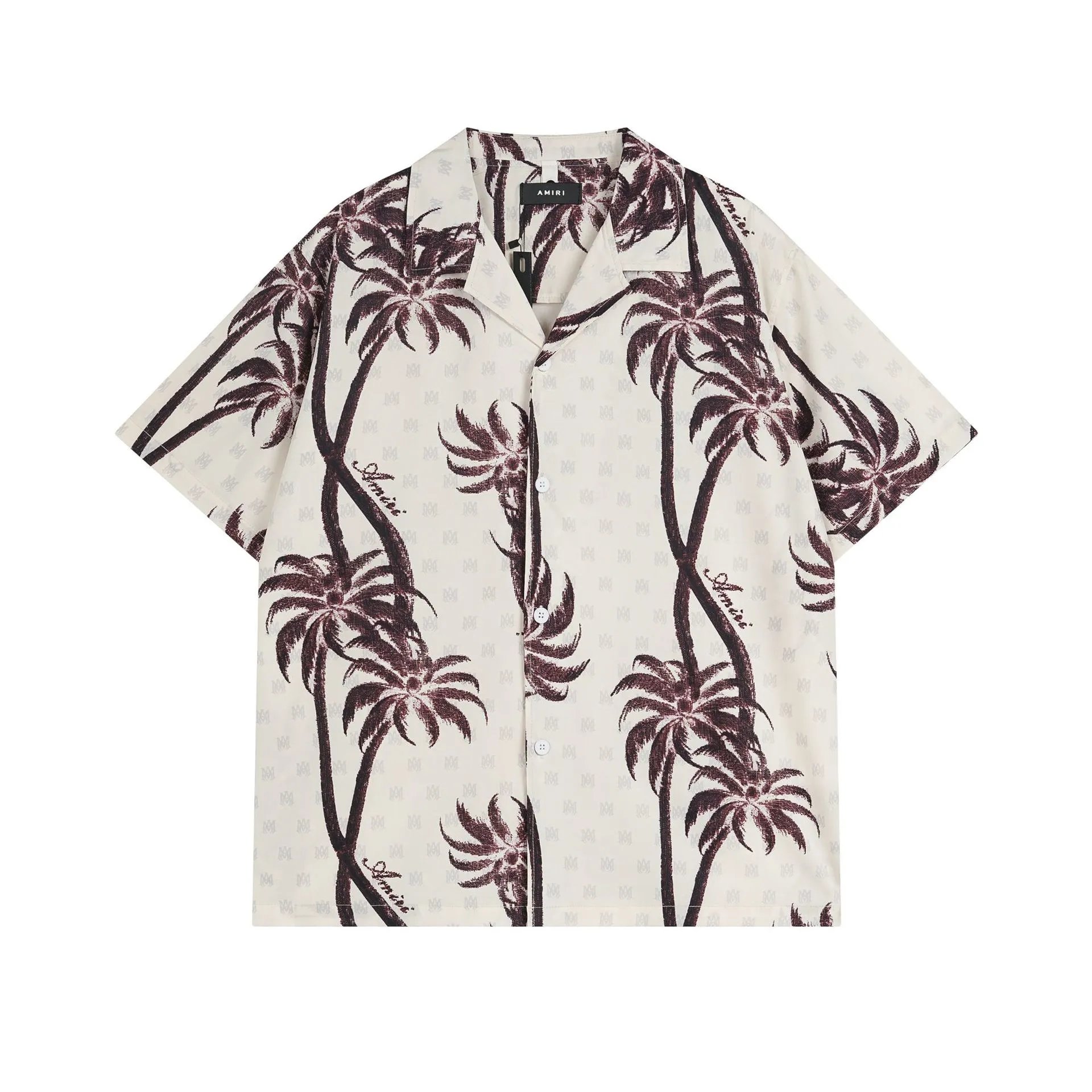 Palm Print Casual Set for Men Women - Ecru - Gallery Image 2 - Detailed View