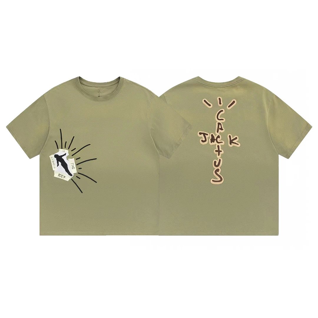 Vintage Graphic Streetwear Cotton T-Shirt Moss Green - Gallery Image 1 - Detailed View