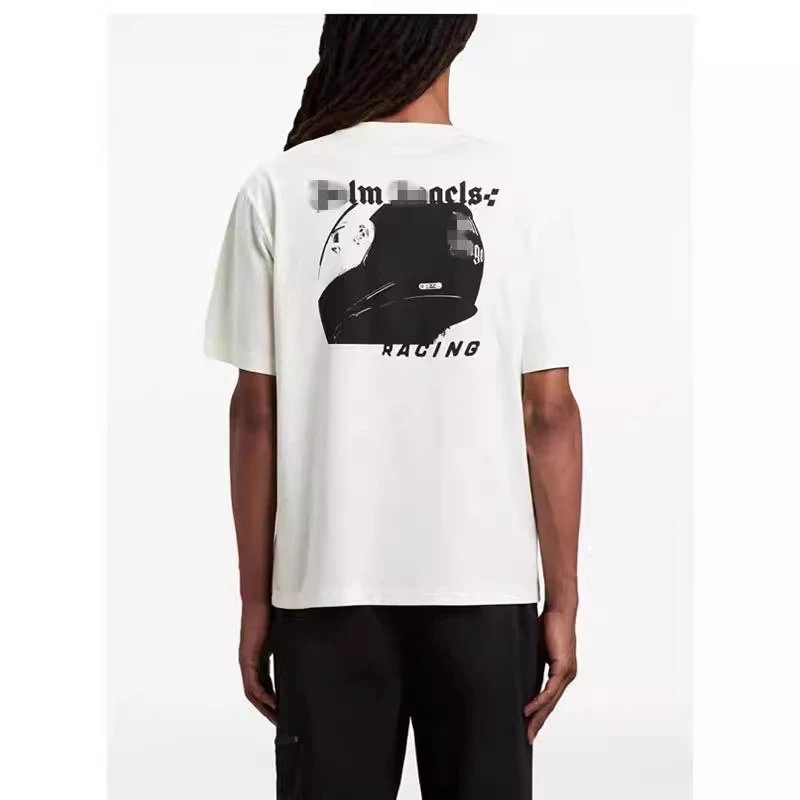 Racing Graphic Streetwear Cotton T-Shirt Unisex Jet Black - Gallery Image 12 - Detailed View