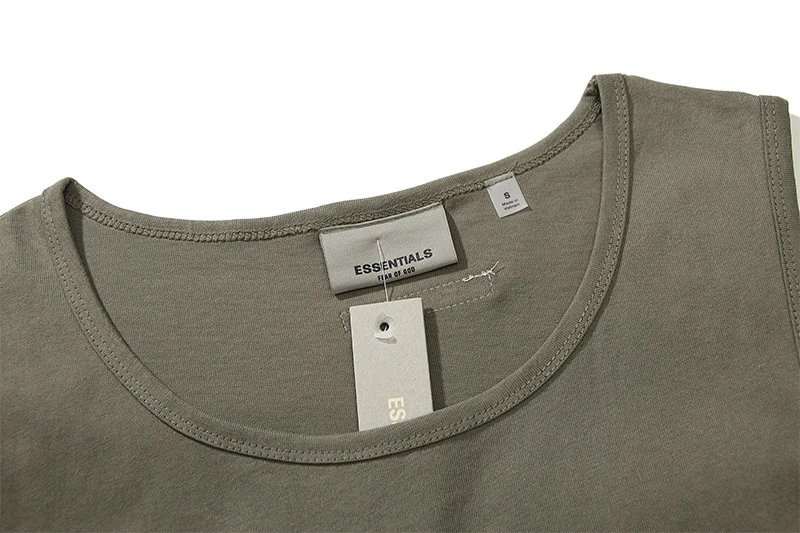 Streetwear Cotton Sleeveless Tank Top Ivory White - Gallery Image 9 - Detailed View