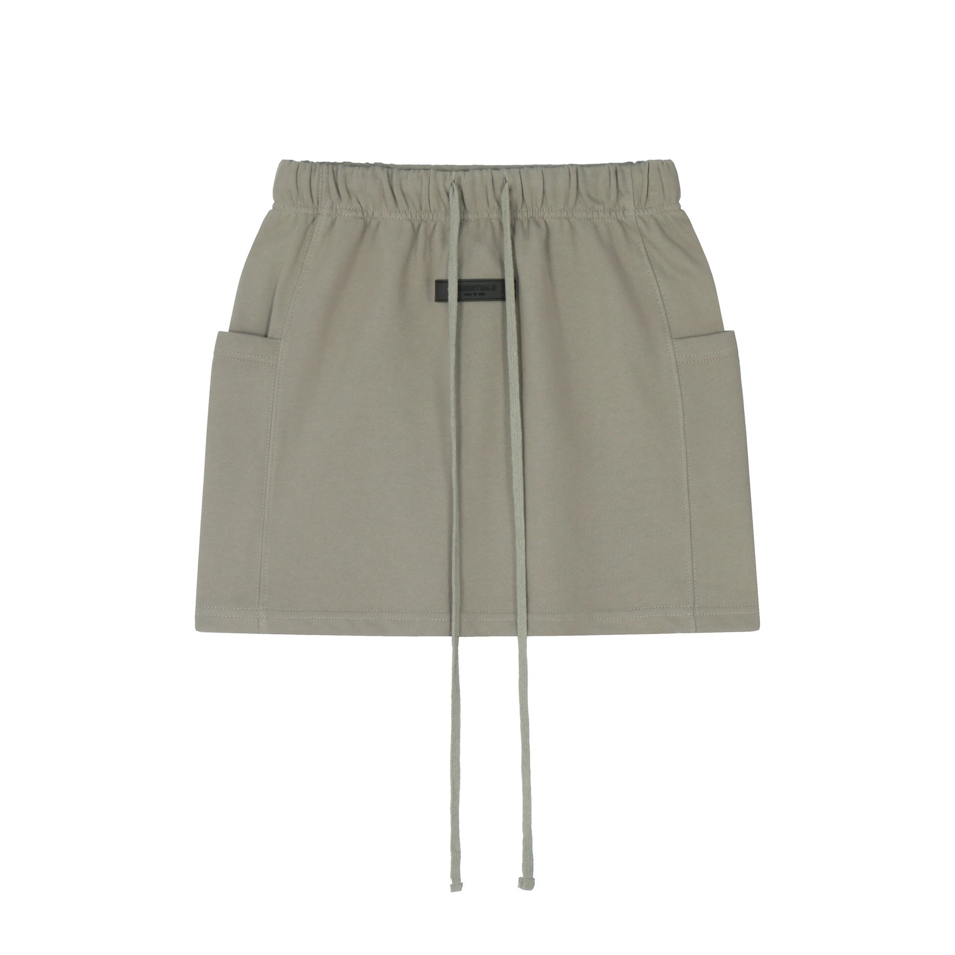 Streetwear Cotton Drawstring Skirt Olive Green - Gallery Image 4 - Detailed View