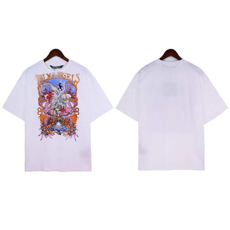 Graphic Skull Bear Streetwear T-Shirt Ivory Black - Palm Angels - Cnfans - $22.26