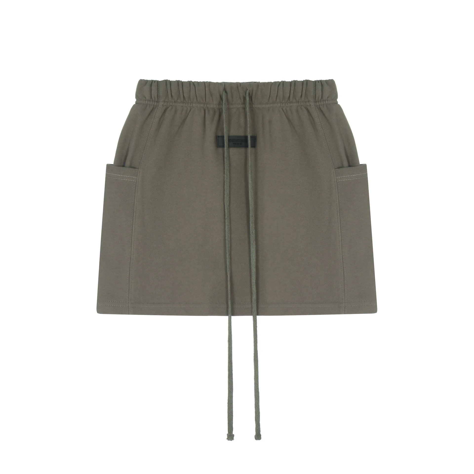 Streetwear Cotton Drawstring Skirt Olive Green - Essentials - Cnfans - $26.77