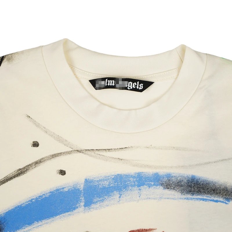 Graffiti Letter Print Streetwear T-Shirt Ivory - Gallery Image 5 - Detailed View