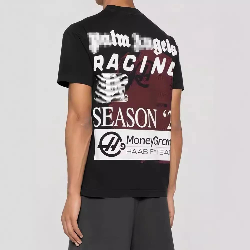 Unisex Streetwear Graphic Cotton T-Shirt Black Beige - Gallery Image 14 - Detailed View