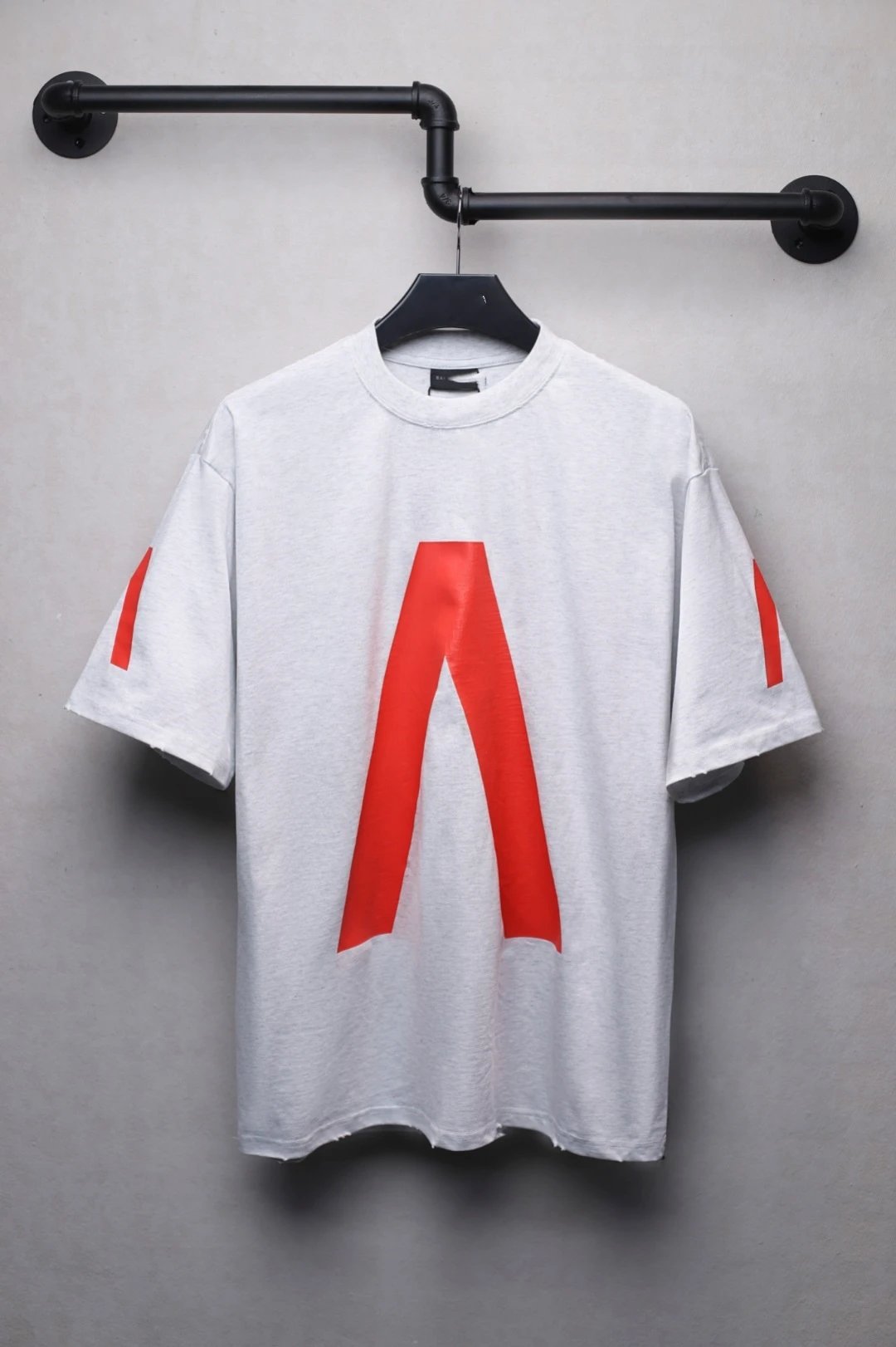 Unisex Oversized Distressed Graphic Tee, SS25 Streetwear, Ash Gray - Balenciaga - Cnfans - $31.61