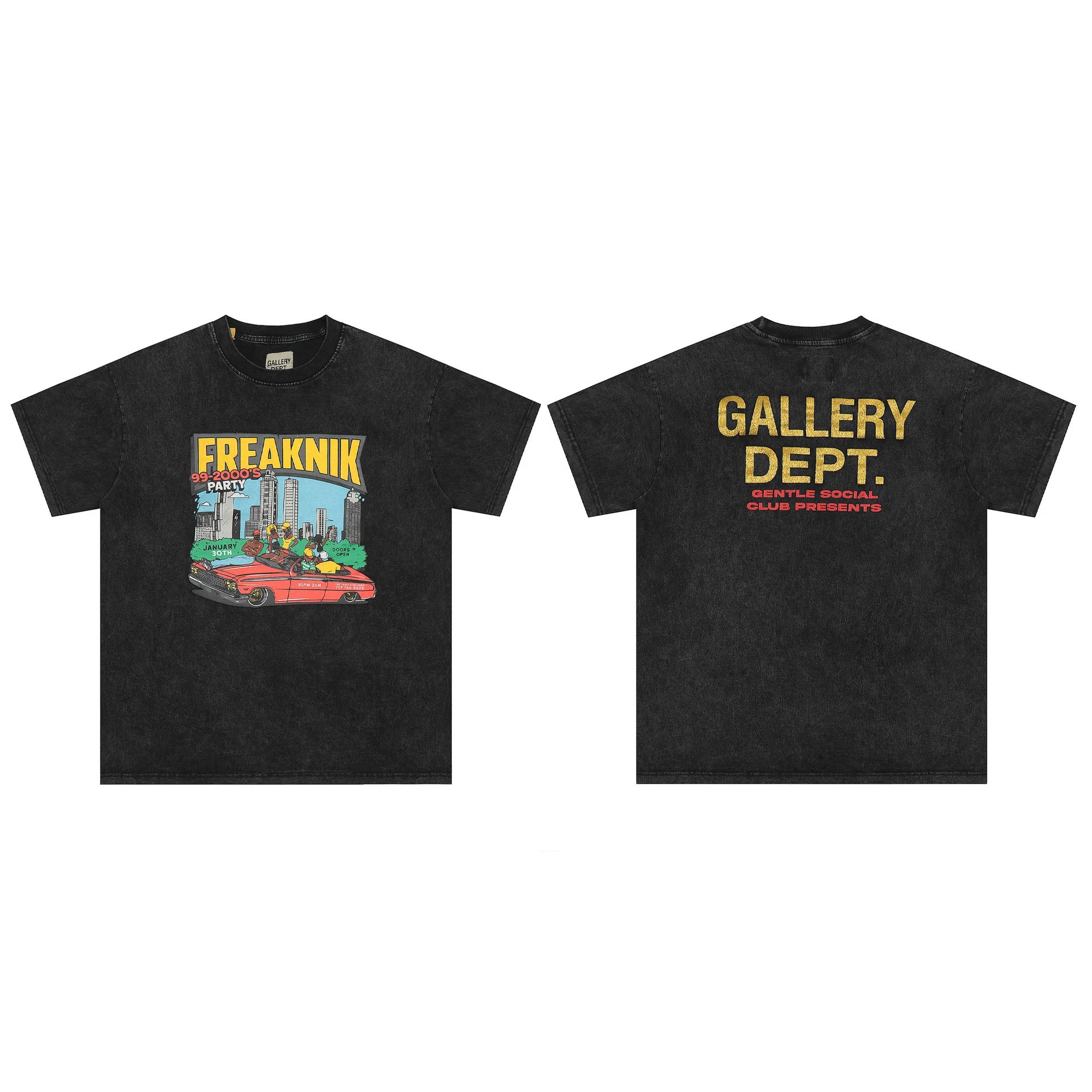 Gallery Dept Printed Wash Tee Black - Gallery Image 4 - Detailed View