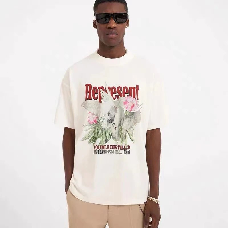 REPRESENT White Dove Print Tee Multi - Gallery Image 9 - Detailed View