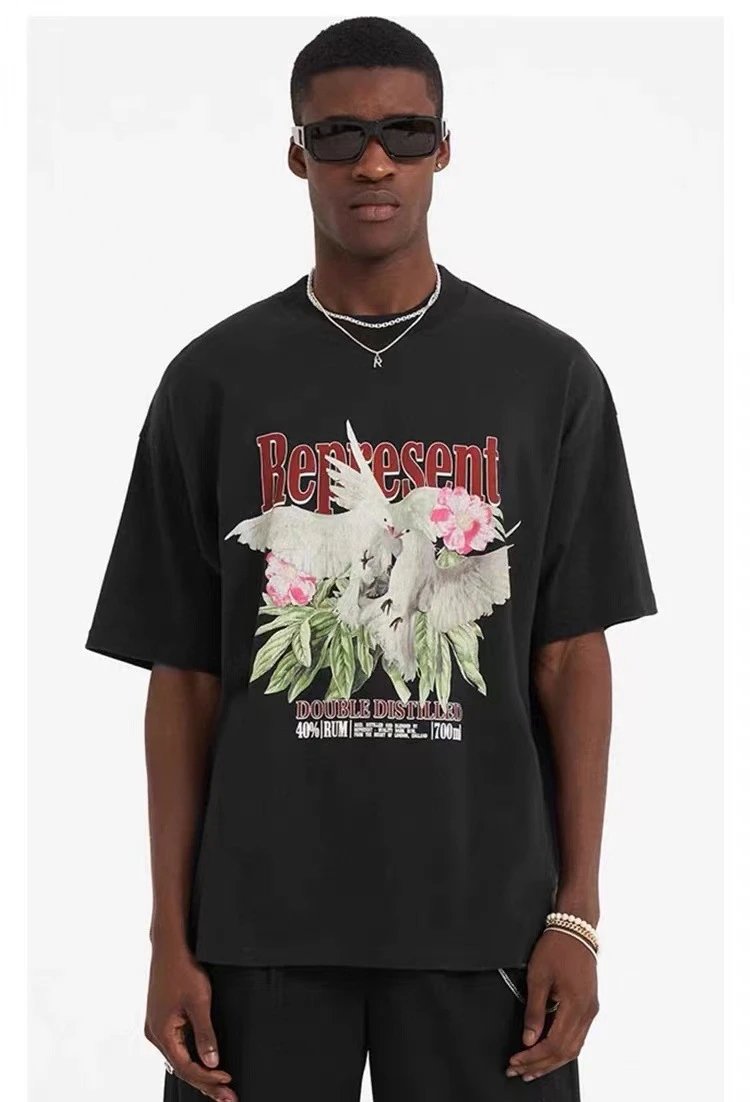 REPRESENT White Dove Print Tee Multi - Gallery Image 7 - Detailed View